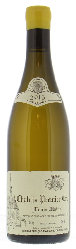 Domaine Francois Raveneau Chablis Monts Mains Premier Cru 2015 Front Bottle Shot