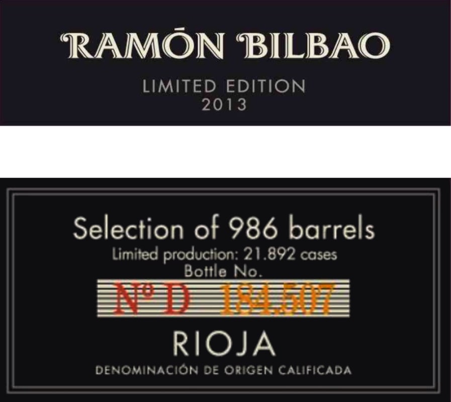 Bodegas Ramon Bilbao Edicion Limitada 2013 Front Label