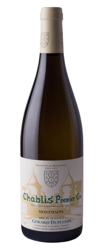 Domaine Gerard Duplessis Chablis Montmains Premier Cru 2019 Front Bottle Shot