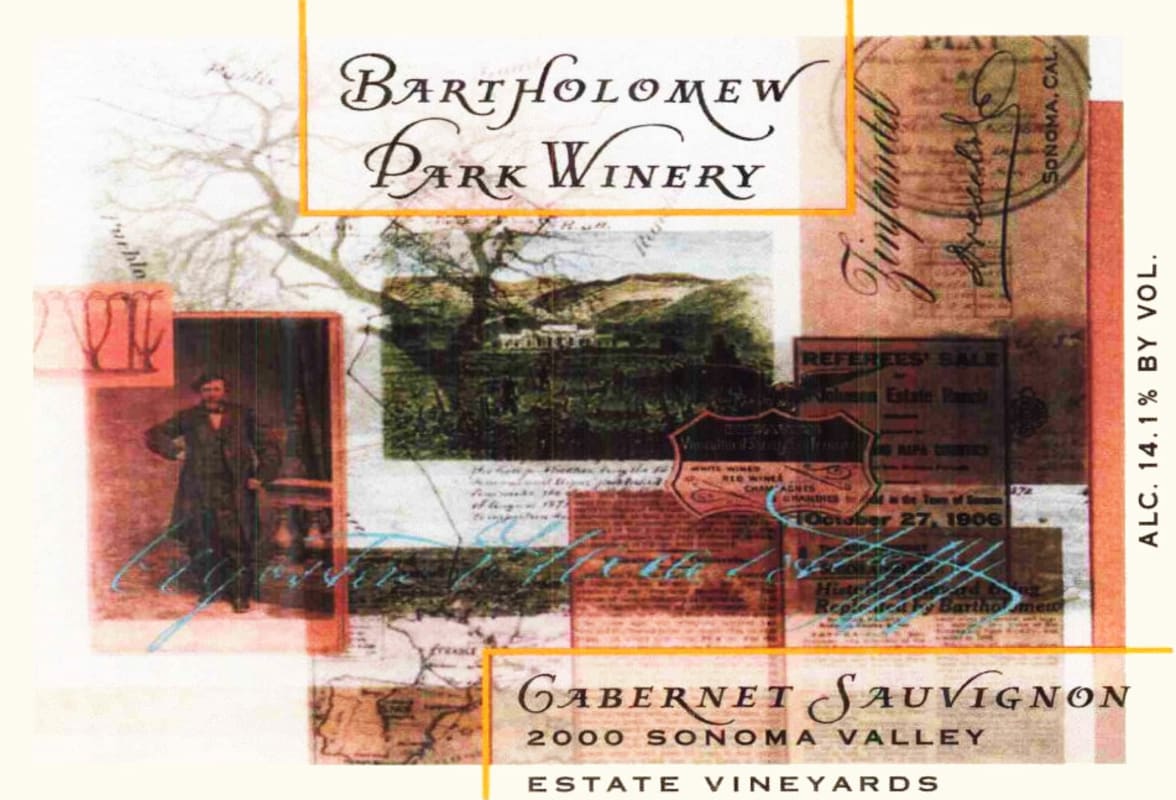 Bartholomew Park Winery Cabernet Sauvignon 2000 Front Label