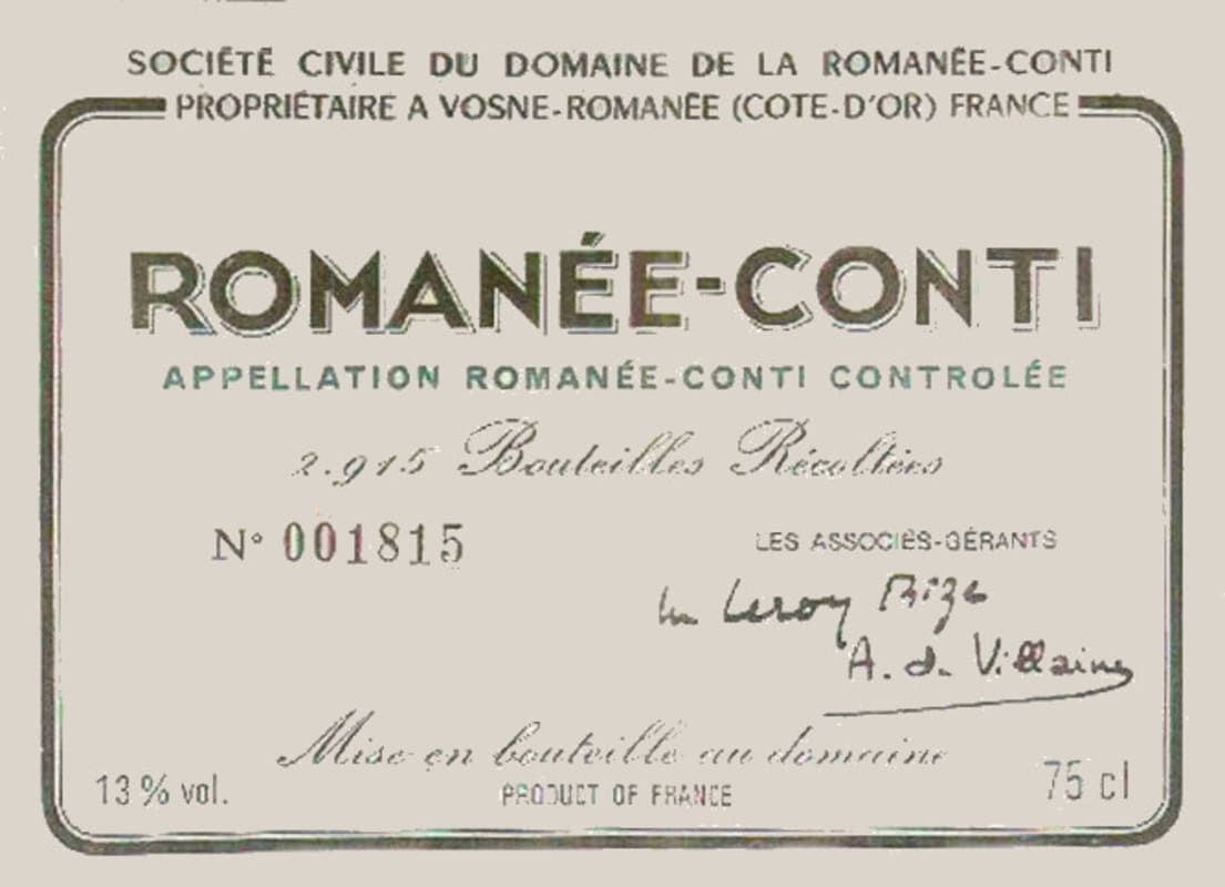Domaine de la Romanee-Conti Romanee-Conti 2003 Front Label