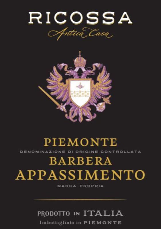 Ricossa Appassimento Barbera 2016 Front Label