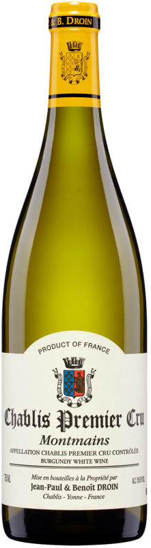 Jean Paul & Benoit Droin Chablis Montmains Premier Cru 2021 Front Bottle Shot
