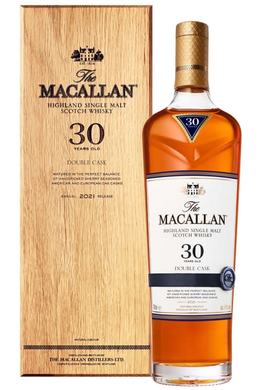 The Macallan 30 Year Double Cask Single Malt Scotch Whisky with Gift Box Front Bottle Shot