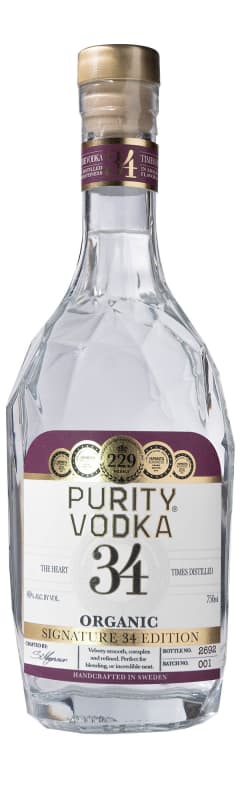 Purity Signature 34 Organic Vodka Front Bottle Shot