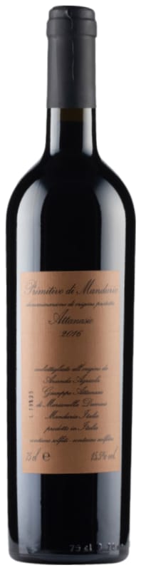 Attanasio Primitivo di Manduria 2016 Front Bottle Shot
