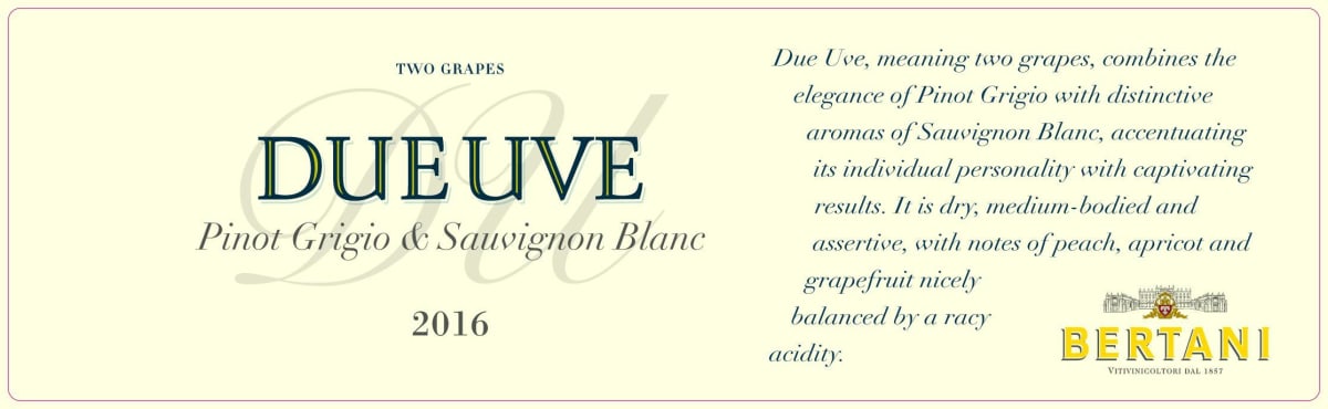 Bertani Due Uve 2016 Front Label