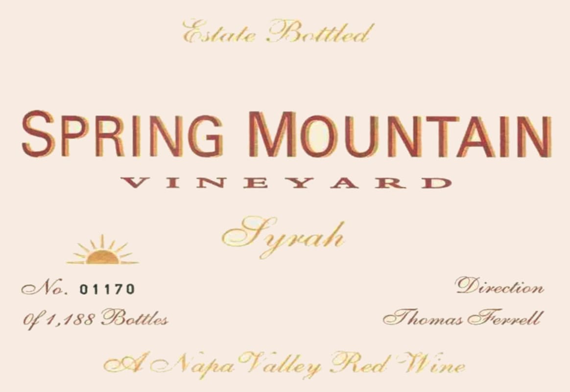 Spring Mountain Vineyard Syrah 2003 Front Label