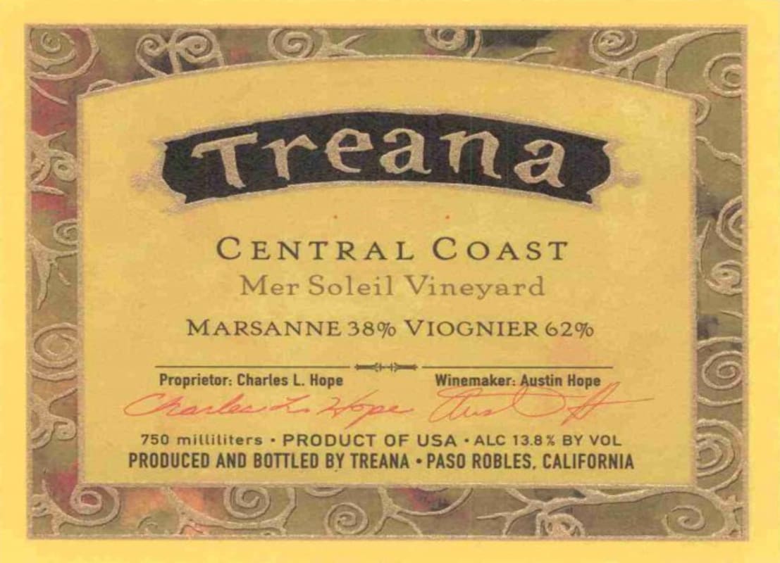 Treana Mer Soleil Vineyard Viognier Marsanne 2001 Front Label