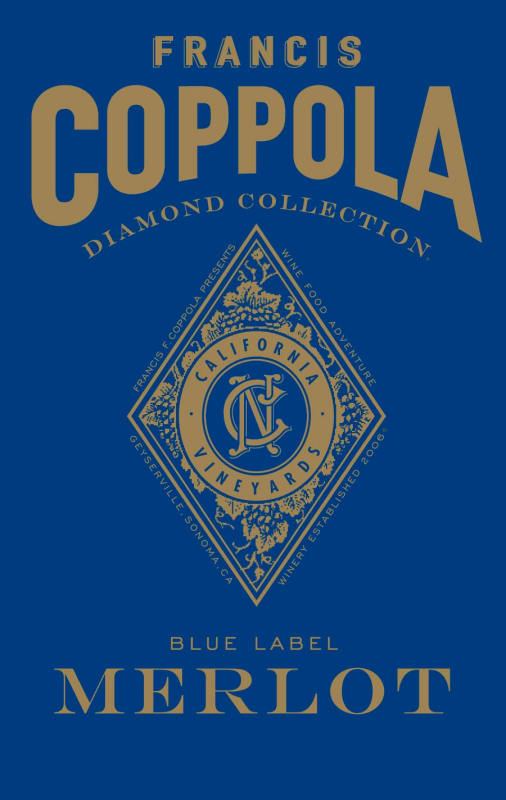 Francis Ford Coppola Diamond Collection Blue Label Merlot 2016 Front Label