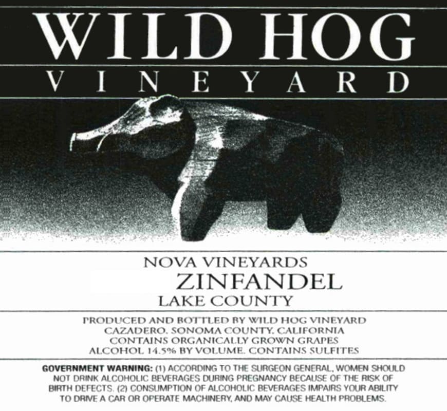 Wild Hog Nova Vineyard Zinfandel 2007 Front Label