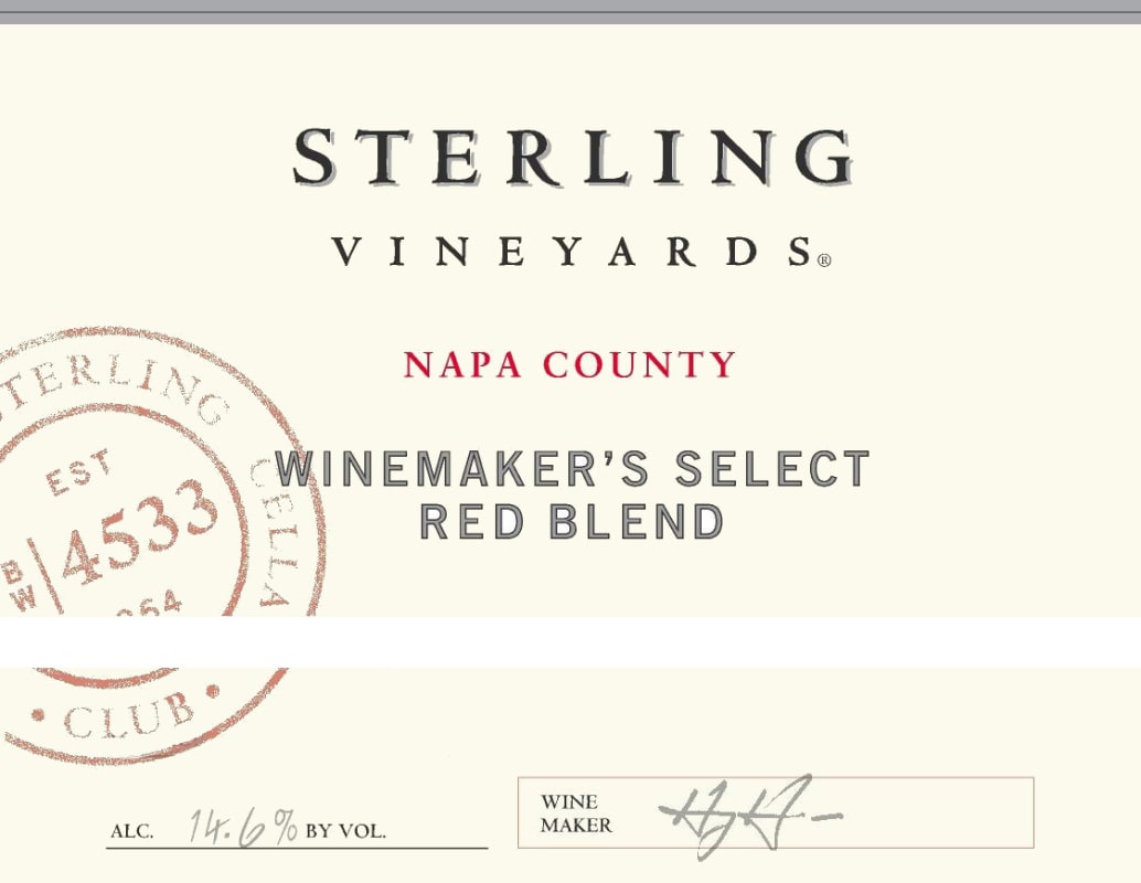 Sterling Winemaker's Select Red 2012 Front Label