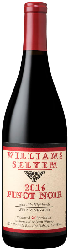 Williams Selyem Weir Vineyard Pinot Noir 2016 Front Bottle Shot