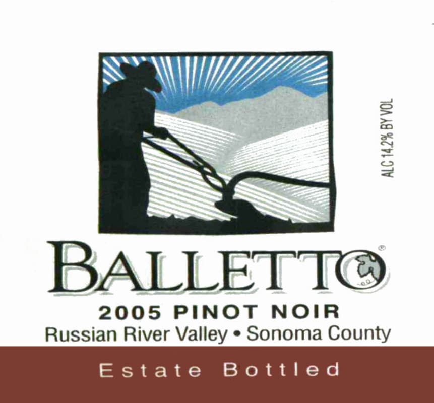 Balletto Winery Russian River Valley Estate Pinot Noir 2005 Front Label