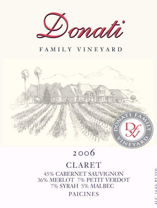 Donati Family Vineyards Claret 2006 Front Label