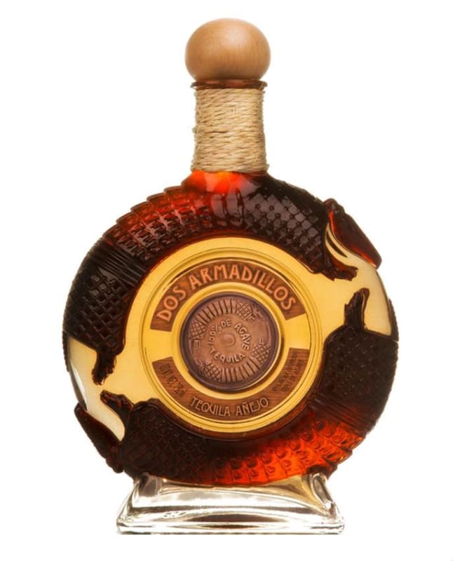 Dos Armadillos Anejo Tequila Front Bottle Shot
