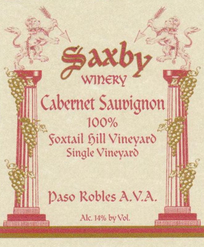 Saxby Winery and Vineyard Foxtail Hill Cabernet Sauvignon 2009 Front Label