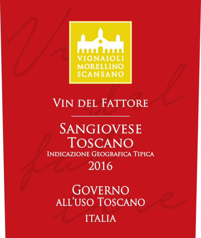 Vignaioli del Morellino Vin del Fattore Sangiovese 2016 Front Label