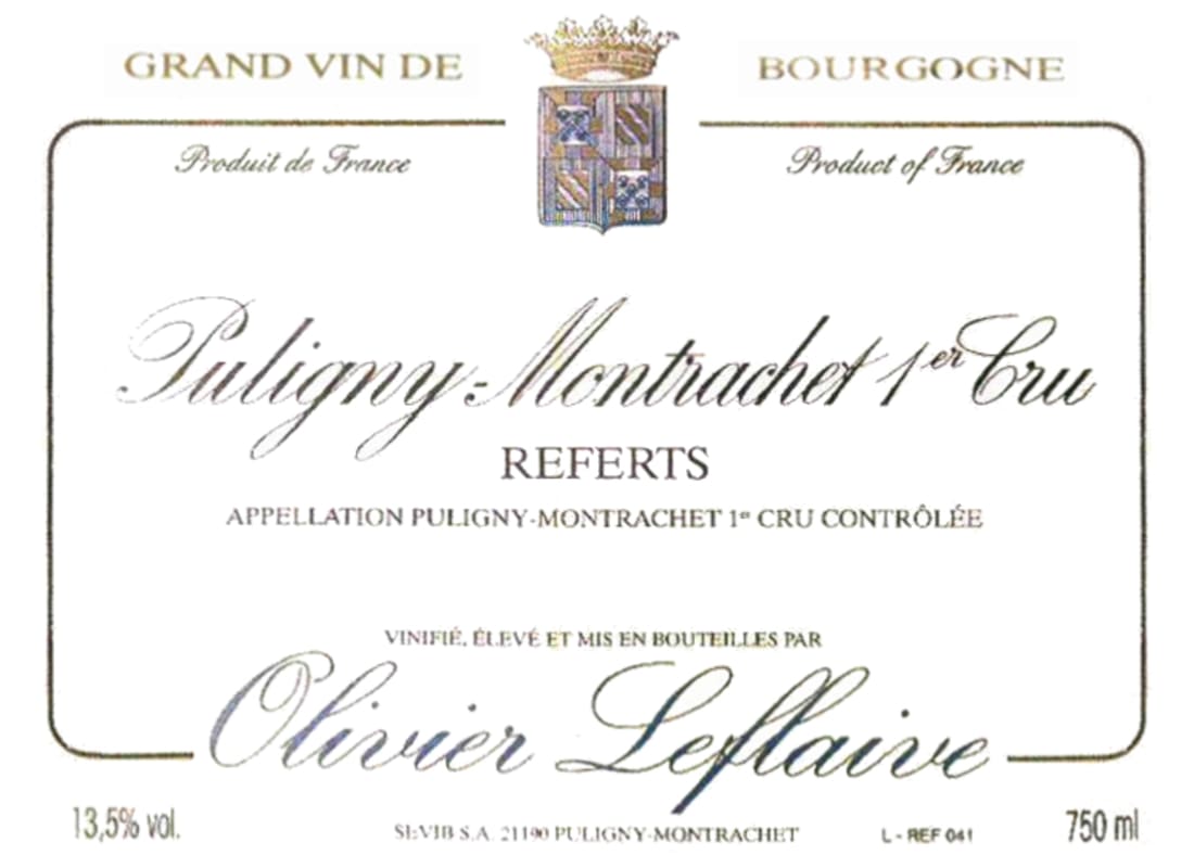 Olivier Leflaive Puligny-Montrachet Les Referts Premier Cru 2014 Front Label