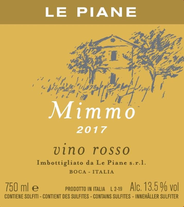 Le Piane Mimmo Rosso Novarese 2017 Front Label