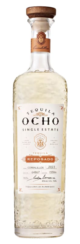 Ocho Reposado Tequila Front Bottle Shot