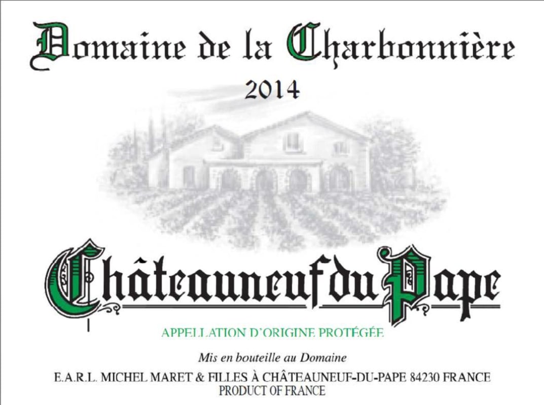 Domaine de la Charbonniere Chateauneuf-du-Pape Blanc 2014 Front Label