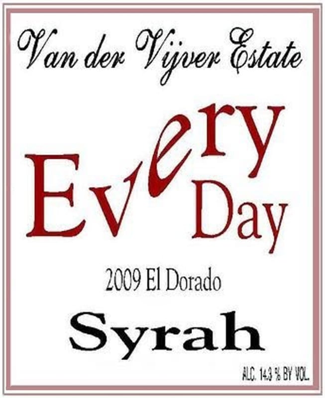 Van der Vijver Estate Every Day Syrah 2009 Front Label