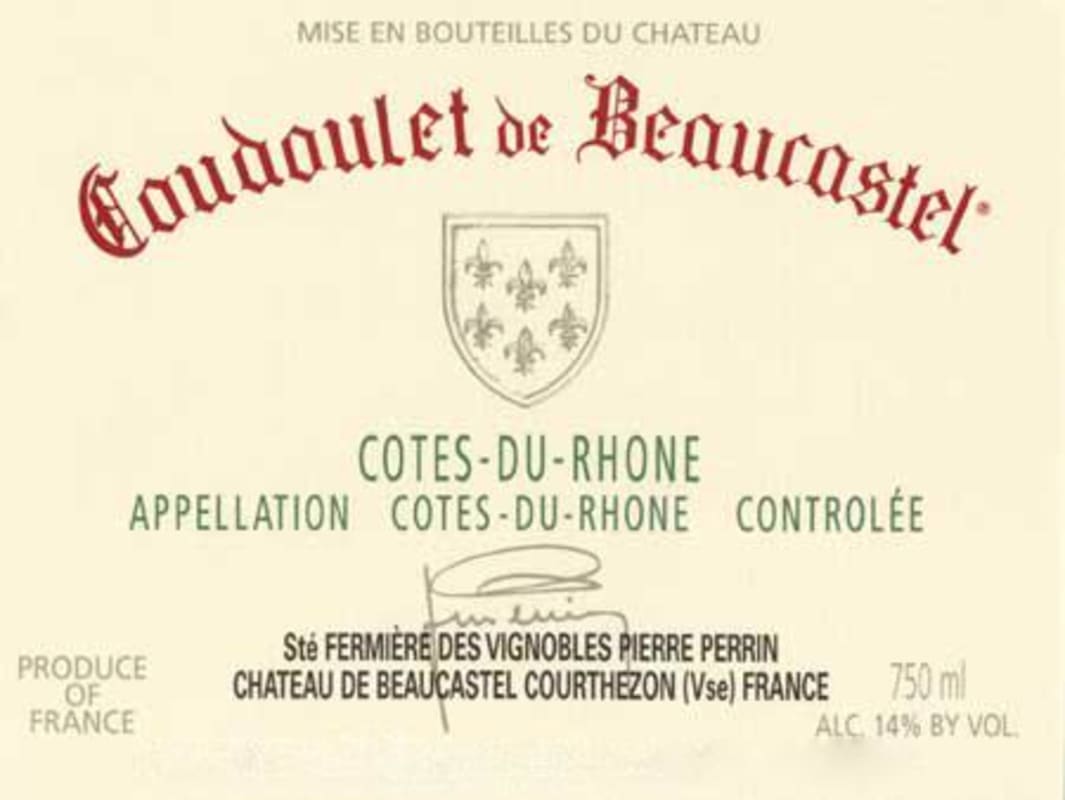 Coudoulet de Beaucastel Cotes du Rhone Coudoulet de Beaucastel 2010 Front Label
