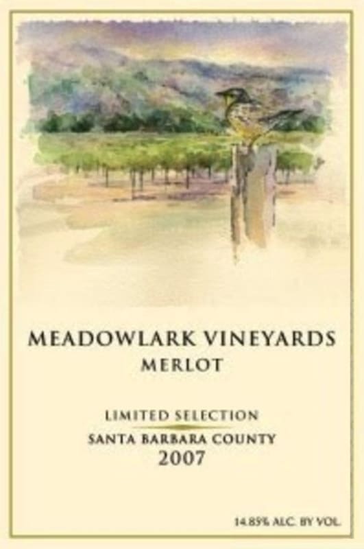 Meadowlark Vineyards Limited Selection Merlot 2007 Front Label
