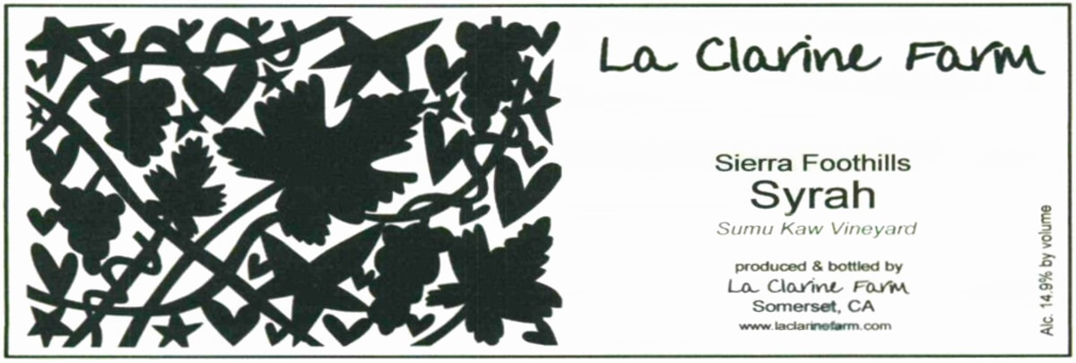 La Clarine Farm Sumu Kaw Vineyard Syrah 2013 Front Label