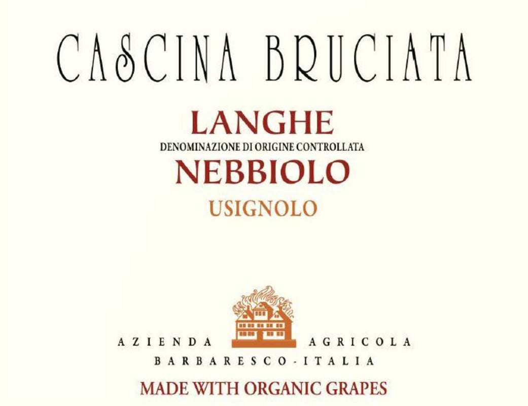 Cascina Bruciata Usignolo Langhe Nebbiolo 2017 Front Label