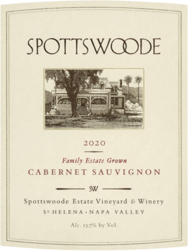 Spottswoode Cabernet Sauvignon (3 Liter Bottle) 2020 Front Label