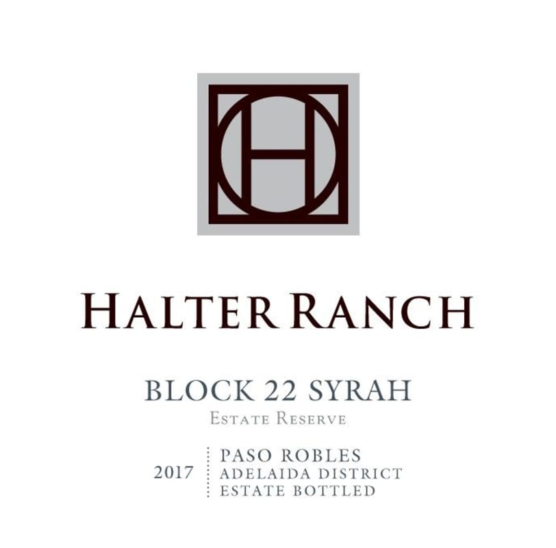 Halter Ranch Estate Reserve Block 22 Syrah 2017 Front Label