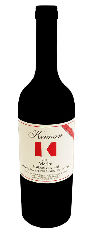 Keenan Spring Mountain Mailbox Vineyard Reserve Merlot 2018 Front Bottle Shot
