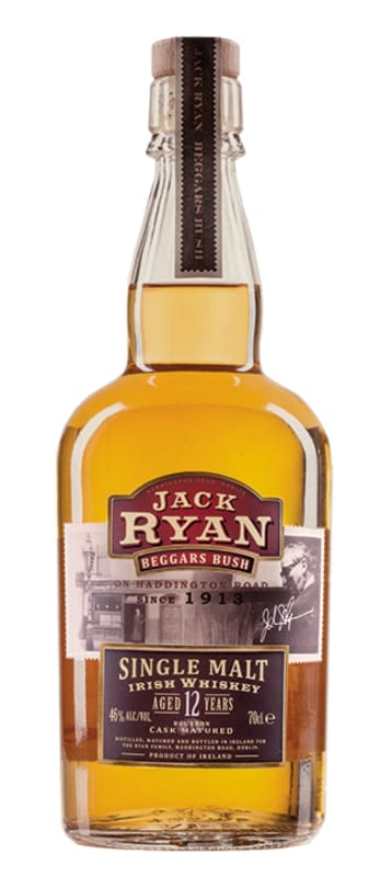 Jack Ryan 12 Year Irish Single Malt Whiskey Front Bottle Shot