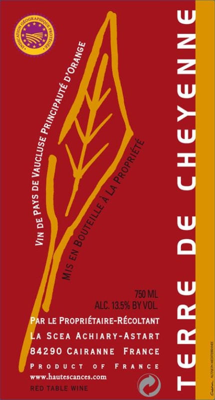 Domaine Hautes Cances Terre de Cheyenne Red 2014 Front Label