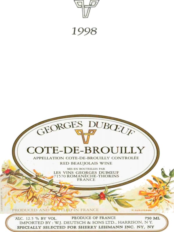 Duboeuf Beaujolais Cote de Brouilly 1998 Front Label