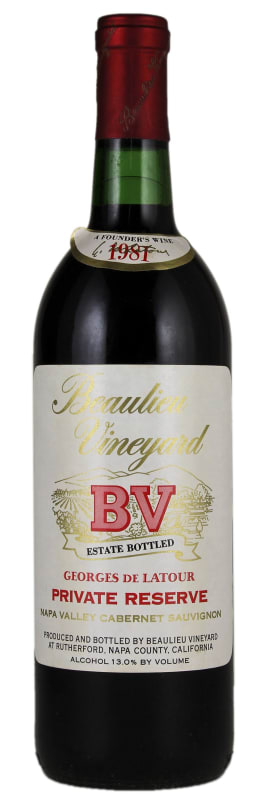 Beaulieu Vineyard Georges de Latour Private Reserve 1981 Front Bottle Shot
