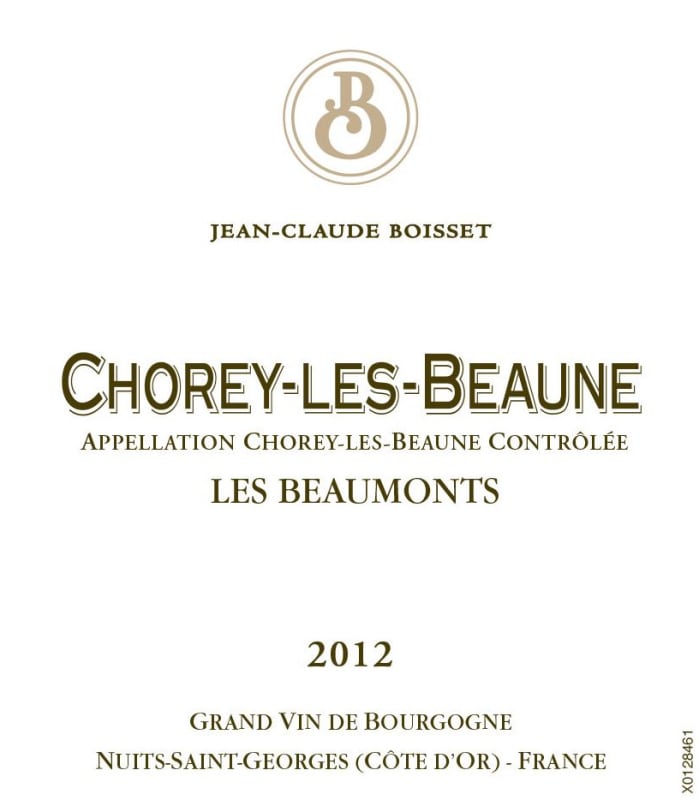 Jean-Claude Boisset Chorey-les-Beaune Les Beaumonts 2012 Front Label