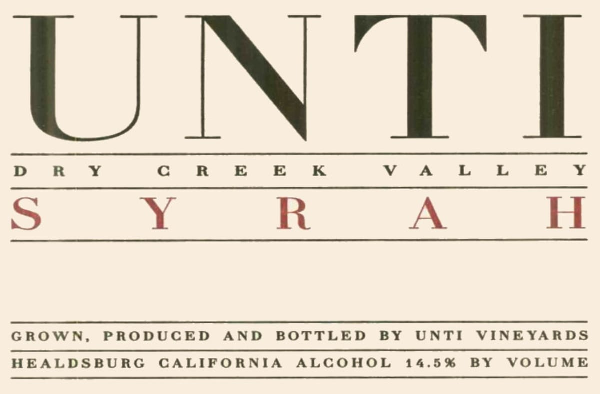 Unti Syrah 2008 Front Label