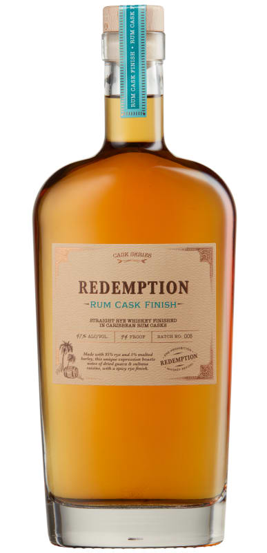 Redemption Rum Cask Finish Rye Whiskey Front Bottle Shot