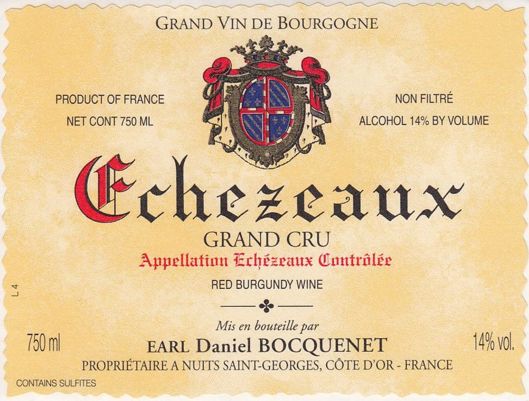 Daniel Bocquenet Echezeaux Grand Cru Rouge 2014 Front Label