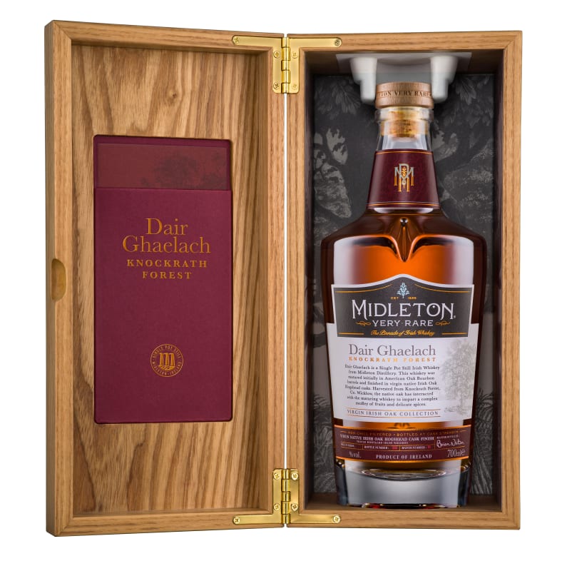 Midleton Dair Ghaelach Kylebeg Wood Tree #6 Irish Whiskey with Wooden Gift Box Front Bottle Shot