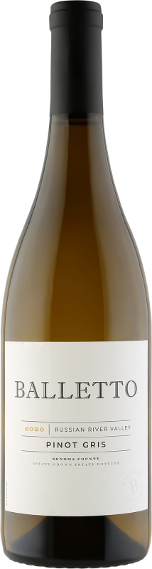 Balletto Winery Pinot Gris 2020 Front Bottle Shot