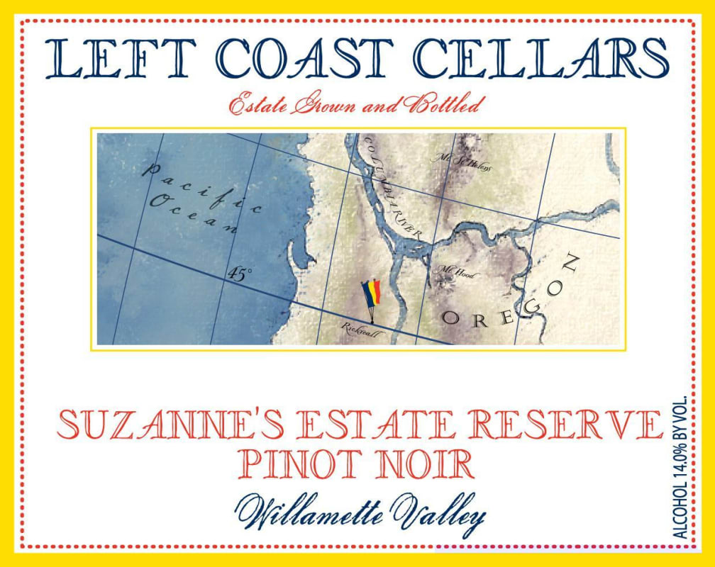 Left Coast Cellars Suzanne's Estate Reserve Pinot Noir 2014 Front Label