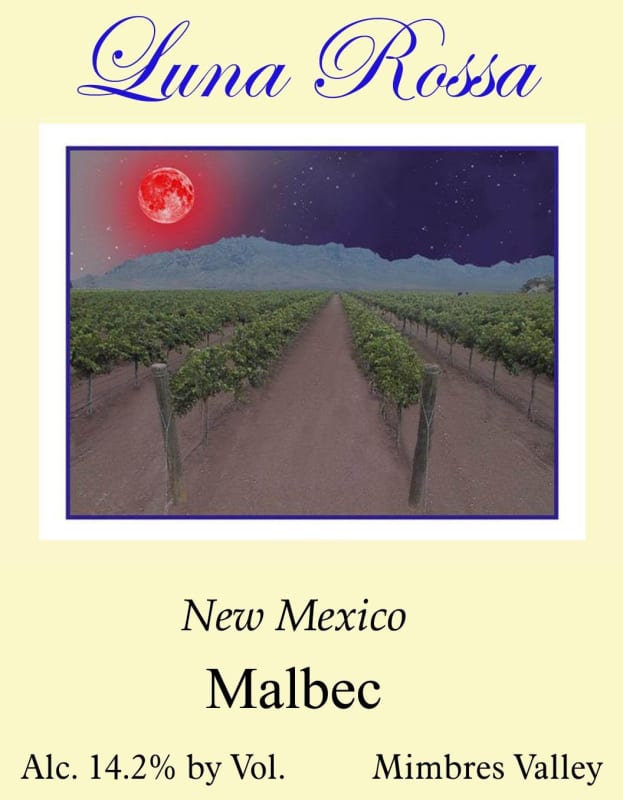 Luna Rossa Winery Malbec 2013 Front Label