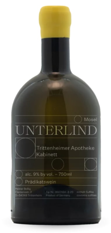 Unterlind Trittenheimer Apotheke Riesling Kabinett 2023 Front Bottle Shot