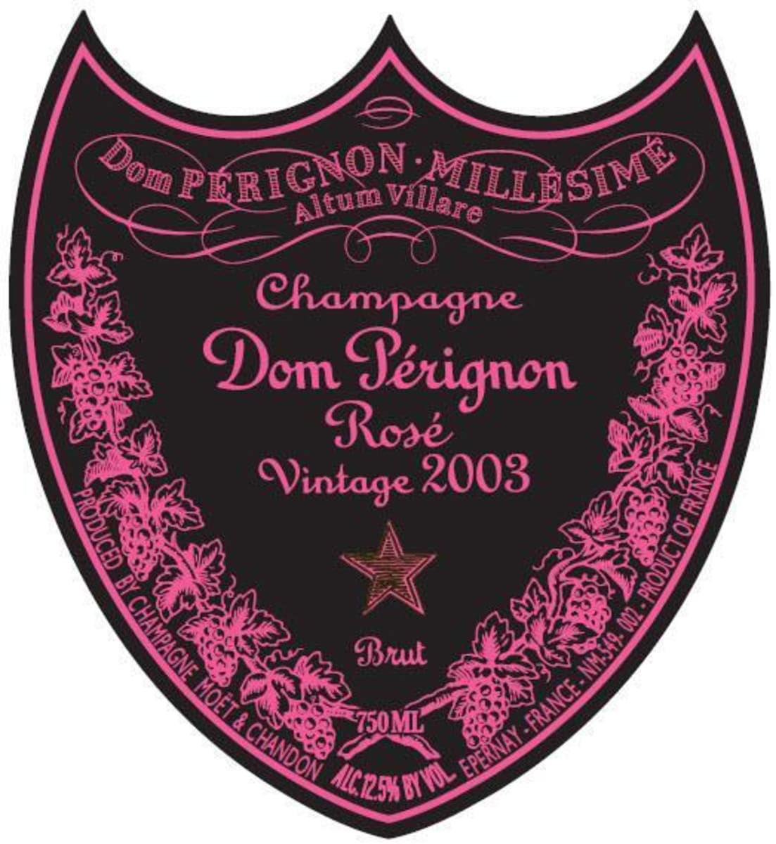 Dom Perignon Luminous Collection Millesime Rose 2003 Front Label