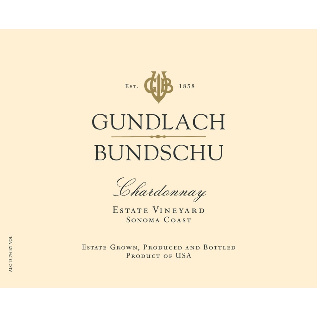 Gundlach Bundschu Chardonnay 2012 Front Label