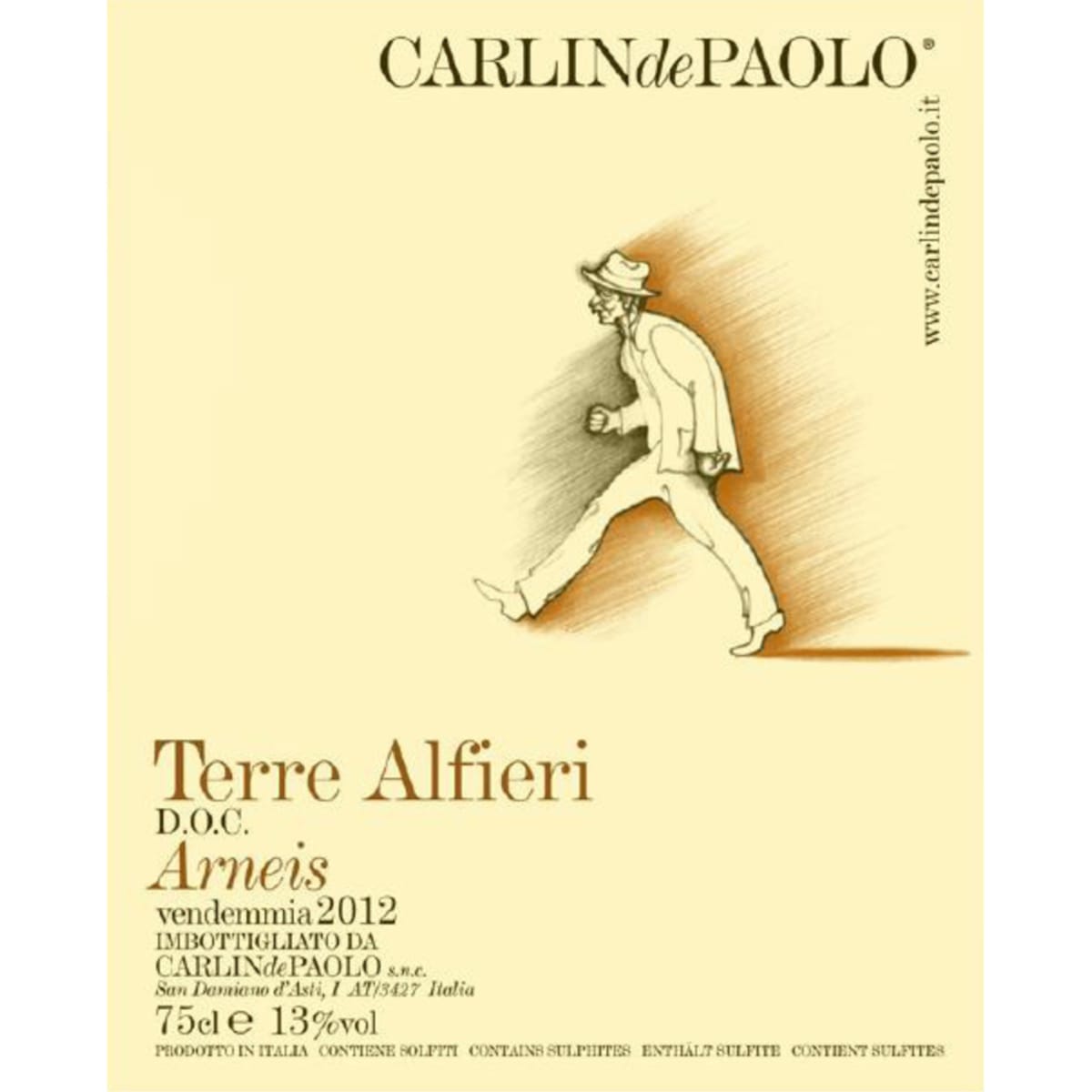 Carlin de Paolo Terre Alfieri Arneis 2012 Front Label
